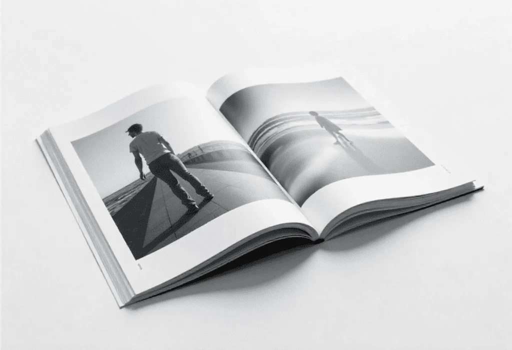 Custom magazine printing with vibrant layout and professional cover design, displayed on a white background